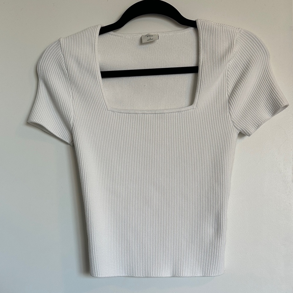 Abercrombie and Fitch White Ribbed Heavy Weight Shirt